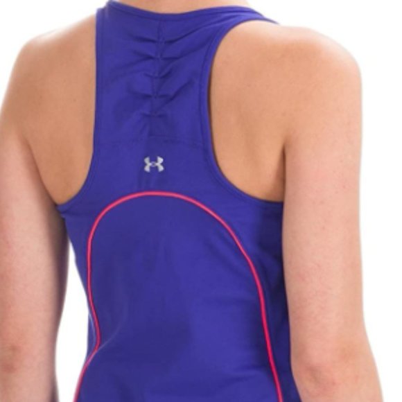 Under Armour Studio Lux Active Tank Top Cami Racer Back Droptail Hem Royal Blue - Picture 2 of 3